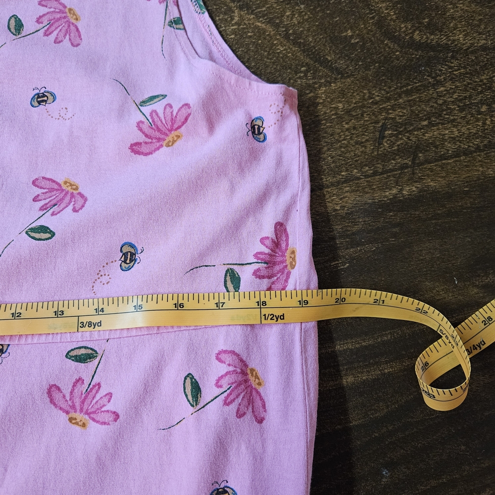 Vintage 90s Zip Code Pink Floral Bumble Bee Cotton Knit Maxi Dress - Large - Picture 6 of 6